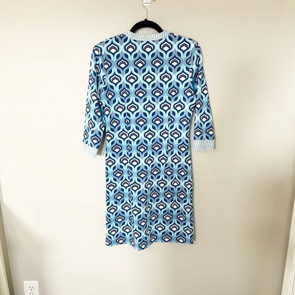 J. McLaughlin Catalina cloth blue geometric dress women's small‎
